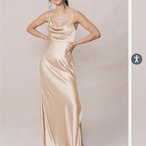 Revelry Skye Satin Bridesmaid Dress - Gold Champagne